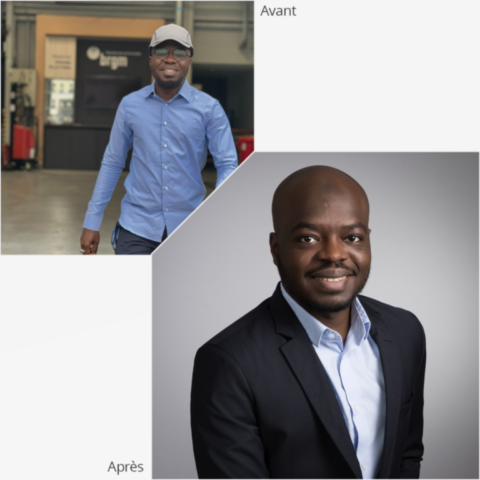 Avant-après d'une photo pour LinkedIn et réseaux